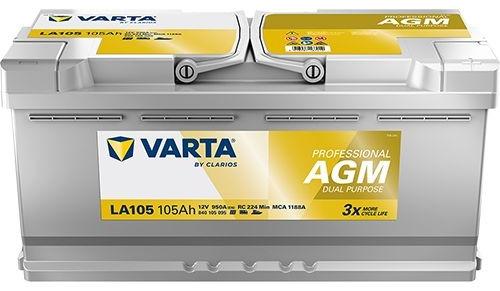 VARTA Professional AGM Dual Purpose LA105 Starterbatterie 12V 105Ah 950A/EN B13 Batterie