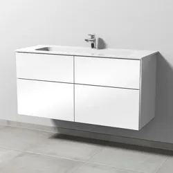 Sanipa 3way Waschtisch-Set mit Keramik-Waschtisch Design und Unterbau, Weiß-Glanz, BS48278 BS48278