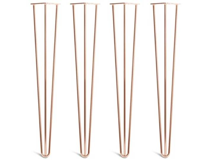 The Hairpin Leg Co. 4X Haarnadel-Tischbeine: Doppel-Schweiß Stahl, Schrauben, Anleitung, Schutzfüße. Klassischer 10mm 3 Stangen Stil. 71cm Kupfer