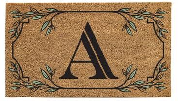 Evergreen "28 in. x 16 in. Monogram Coir Mat, Letter ""A"""