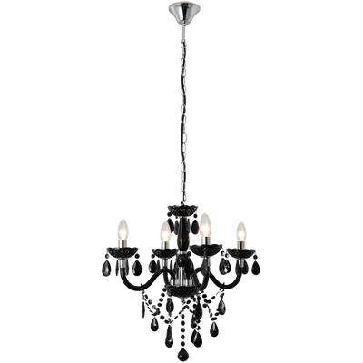 SALESFEVER Kronleuchter "Matteo Elegantes Design mit geschliffenem Acrylglas und 4 Lichtquellen", schwarz, 4, Ø 52cm H: 120cm, Leuchten, 4x E14 bis 60 W, 120 cm, Hängeleuchte aus Acrylglas, Ø 52 cm, Kronleuchter