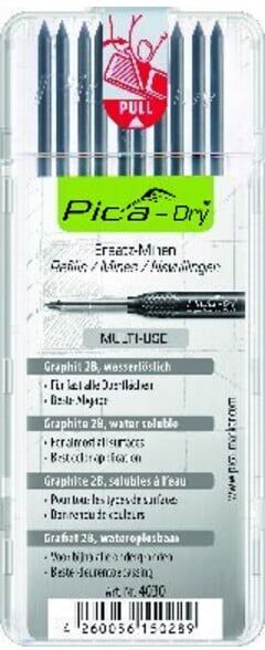 Jeu de mines Pica-Dry 10 pcs. p.Pica-Dry graphite dureté H Pica-Dry 4050 set ave (4050)