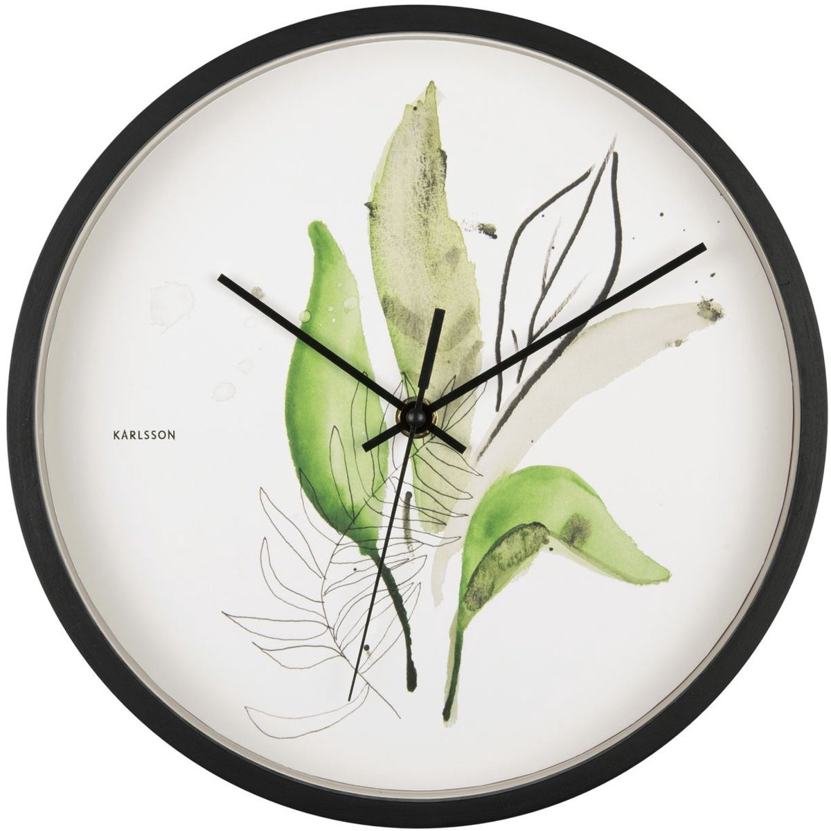 Karlsson Wandklok Botanical Leaves - Groen - Ø26cm