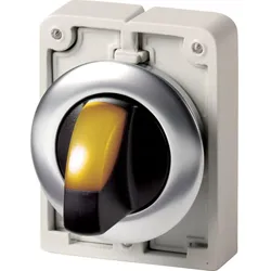 Eaton 188068 Leuchtwahltaste, RMQ-Titan, mit Knebelgriff, rastend, 2 Stellungen (V-Stellung), gelb, Frontring Edelstahl M30I-FWLKV-Y