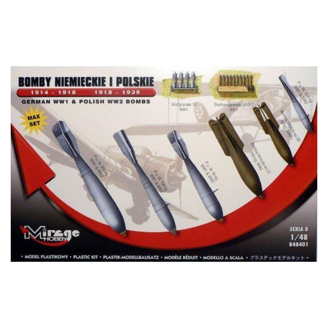 Mirage Hobby German WWI & Polish WWII Bombs Max Set (848401)