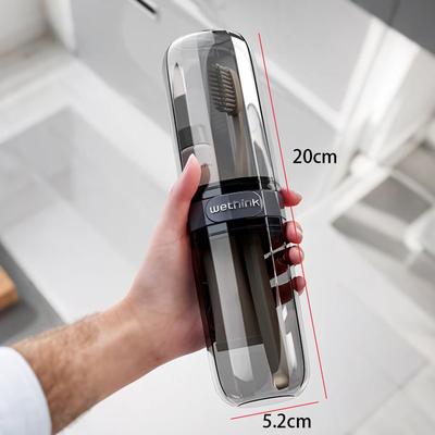 Inspired Finds Portable Toothbrush And Toothpaste Travel Case Dustproof Hygienic Storage Holder transparent Black