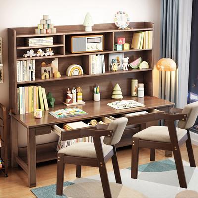 WILK Kids Writing Desk with Chair, Student Study Desk and Bookshelf Set