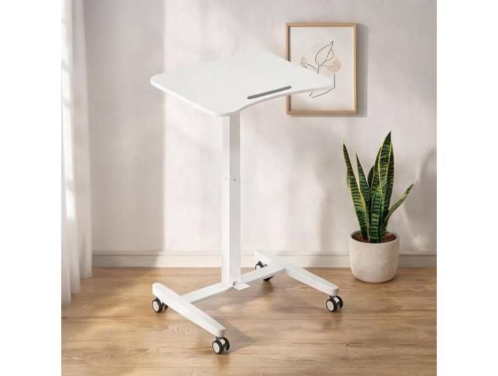 Bureau ajustable en hauteur 60 5 cm inclinable roulettes blanc classique