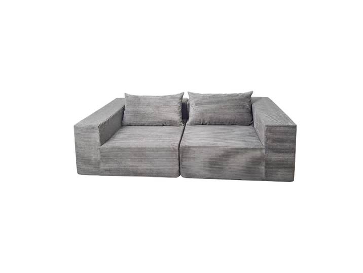 Canapé Droit Compressé Modulable Gris 2 places