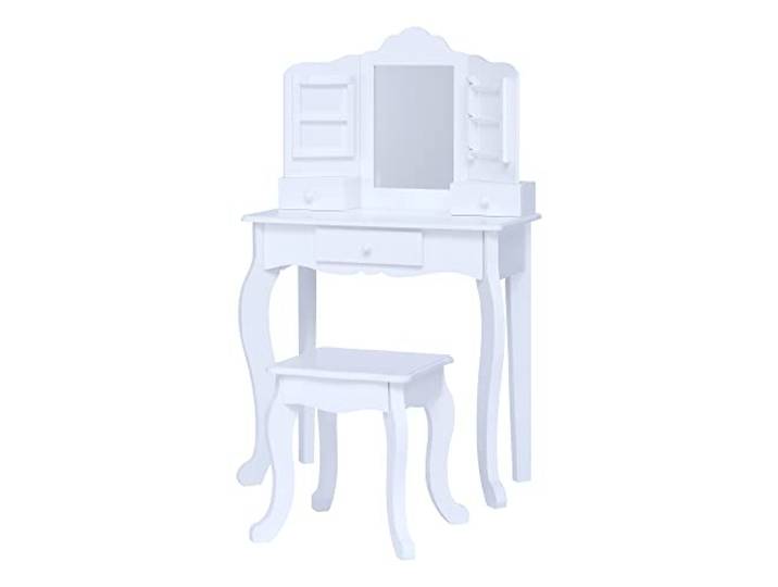 Fantasy Fields Coiffeuse Enfant Table de Maquillage avec Miroir et Tabouret Blanche TD-13366D
