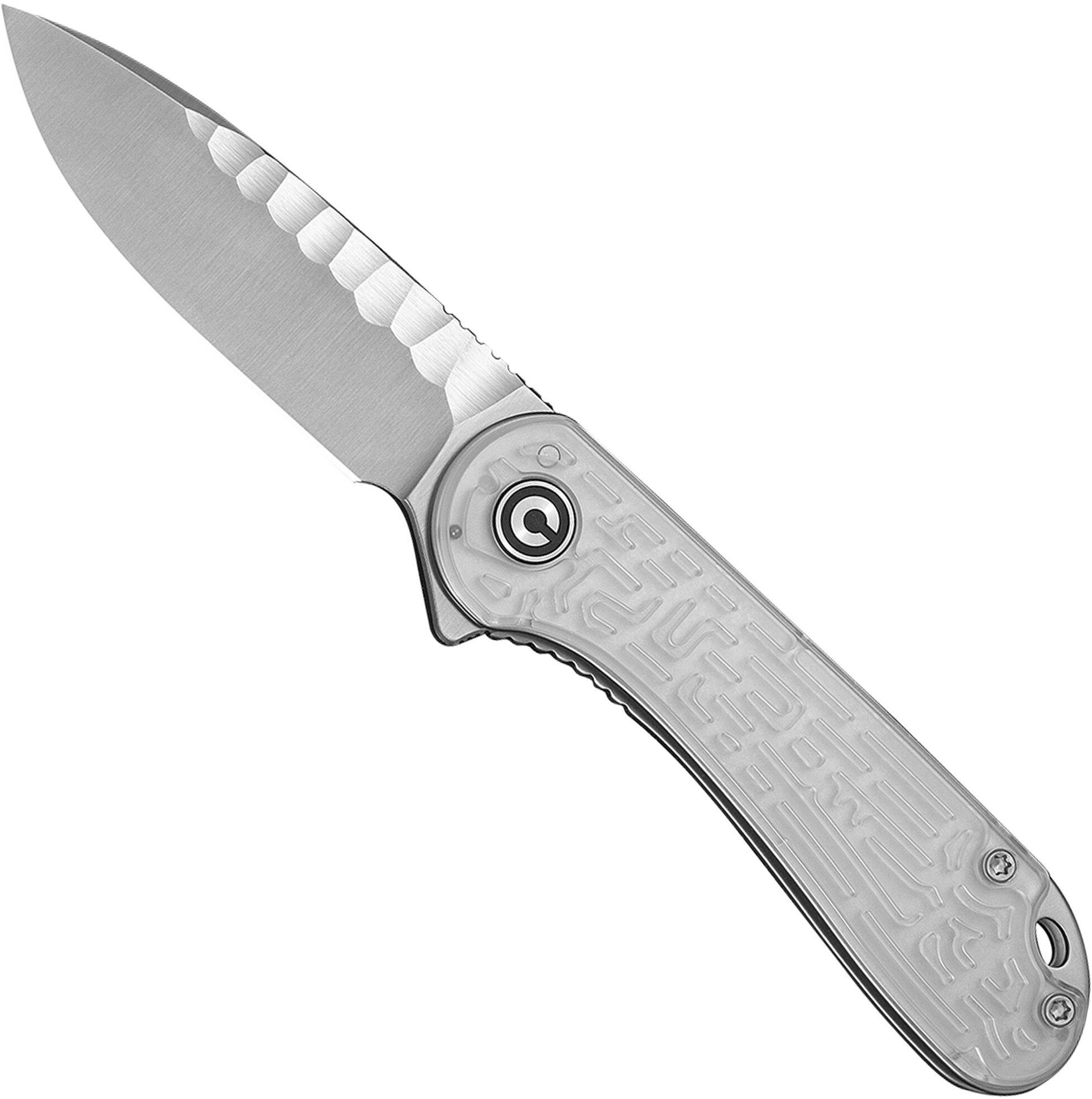 Civivi Elementum Maze C18062AM-1, Satin Rock-Grind Pattern Nitro-V, Clear Lexan, coltellino tascabile
