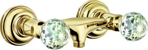 Kludi 1926 Brause-Zweigriff-Armatur 5161045G4 Kristallgriffe, vergoldet 23 kt