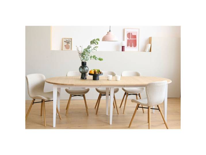 Hellin, Depuis 1862 Table ronde 6 pieds fuseau D105 + 3 rallonges bois - VICTORIA 4 pers Blanc