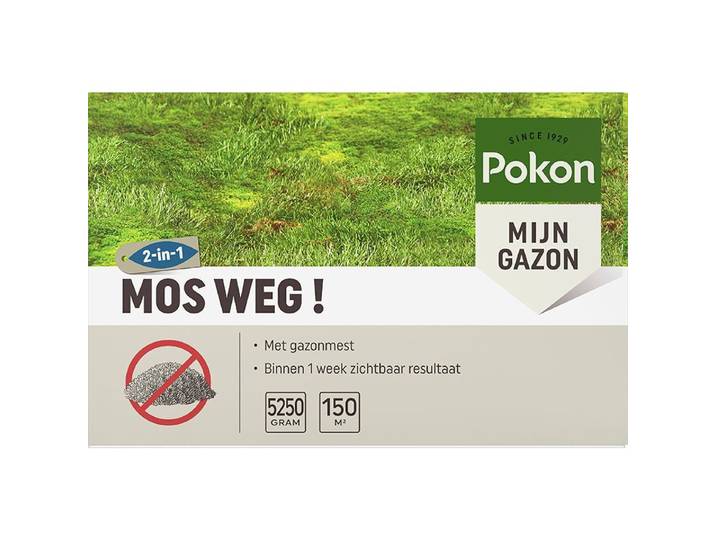 Pokon Mos Weg! - Mosbestrijder met gazonmest - 150 m2 - 5250 gr