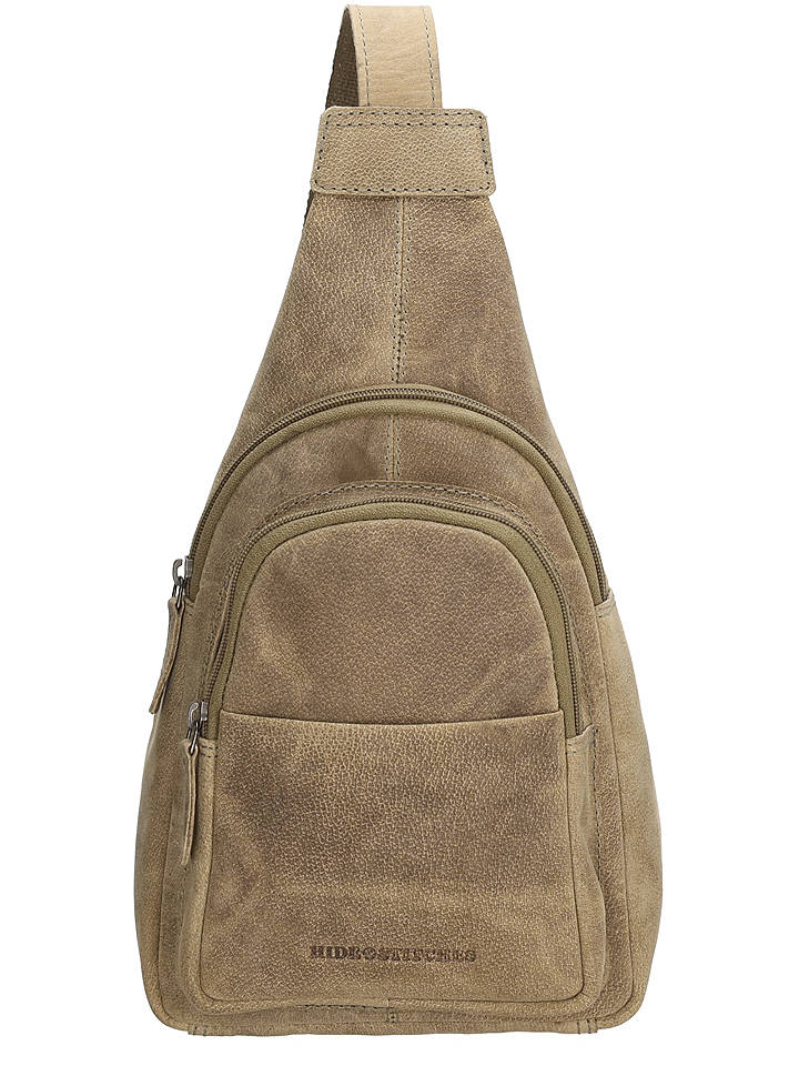 HIDE & STITCHES Leder-Umhängetasche in Taupe - (B)18 x (H)33 x (T)8,5 cm - onesize