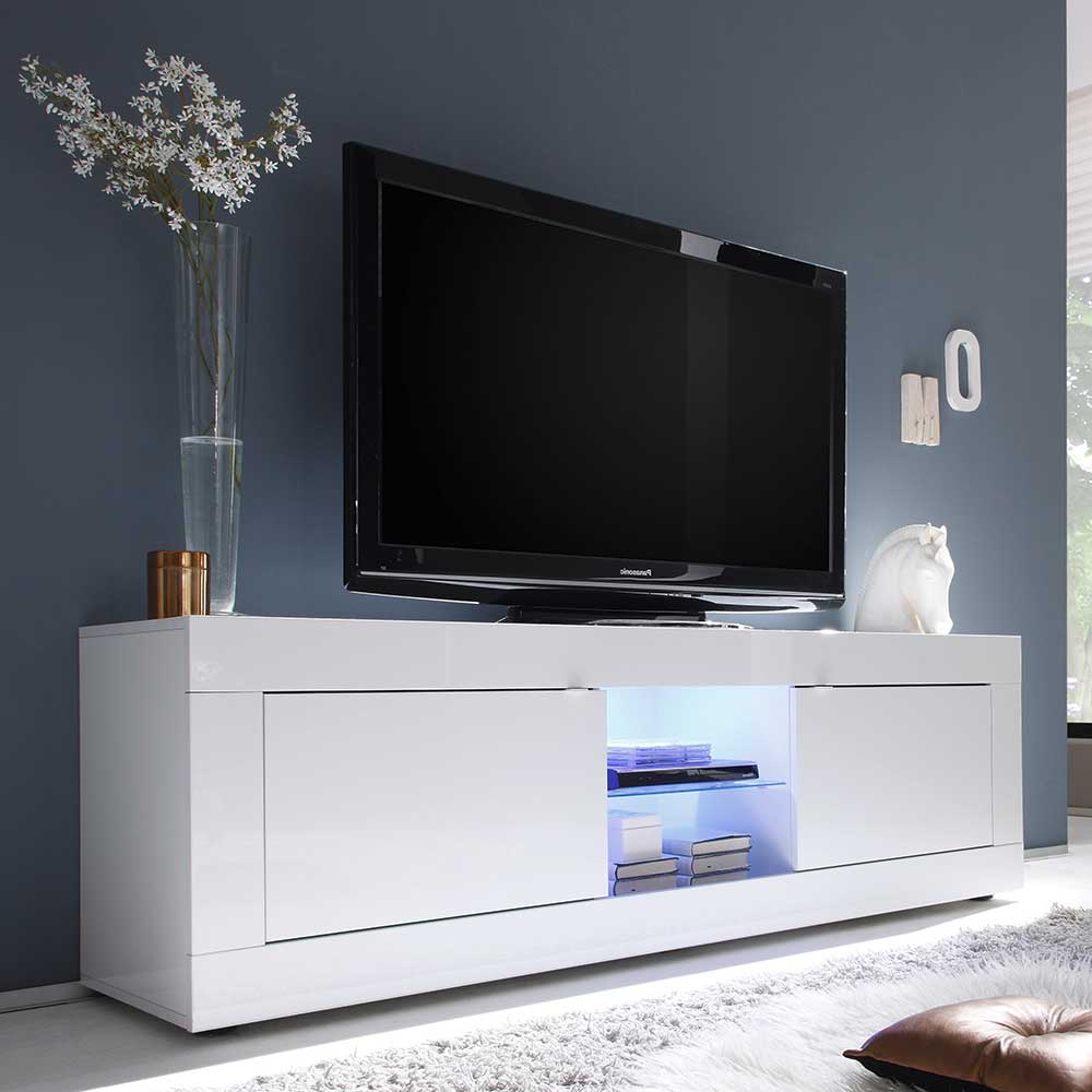 Pharao24.de Hochglanz TV Lowboard mit LED Beleuchtung 180 cm breit