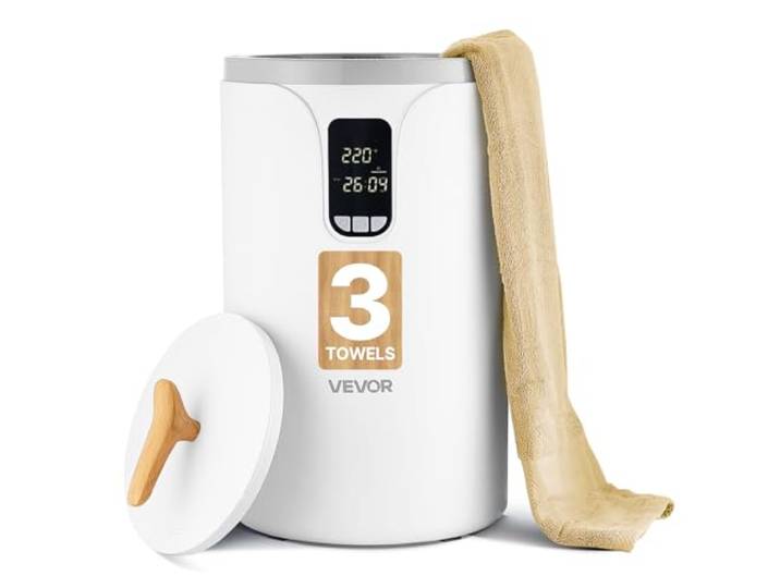 VEVOR Chauffe Serviettes 20 L\, Seau Sèche-serviettes pour Salle de Bain Spa\, avec Écran LED\, Réglage de la Température\, Minuterie et Verrou de Sécurité\, pour Couvertures Peignoirs\, Maison\, Blanc