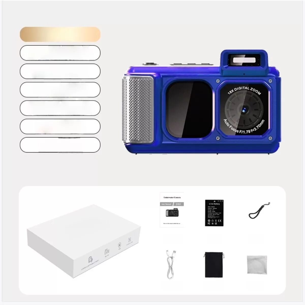 INF Dual-Screen Unterwasserkamera 15m IP68 – 48MP (bis 90MP interpoliert), Type-C aufladbar 1800mAh