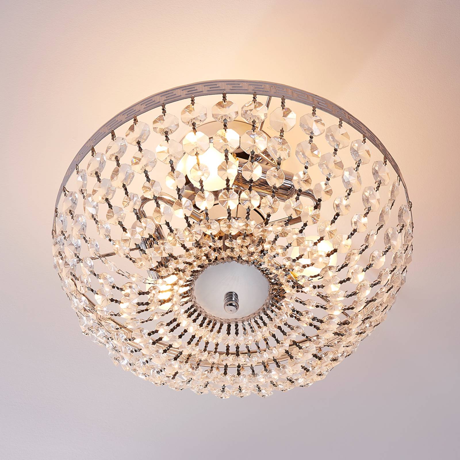 Crystal Ceiling Light Mondrian Lindby, dimmable, Clear / transparent, Hallway, Crystal, Modern, Ceiling Light