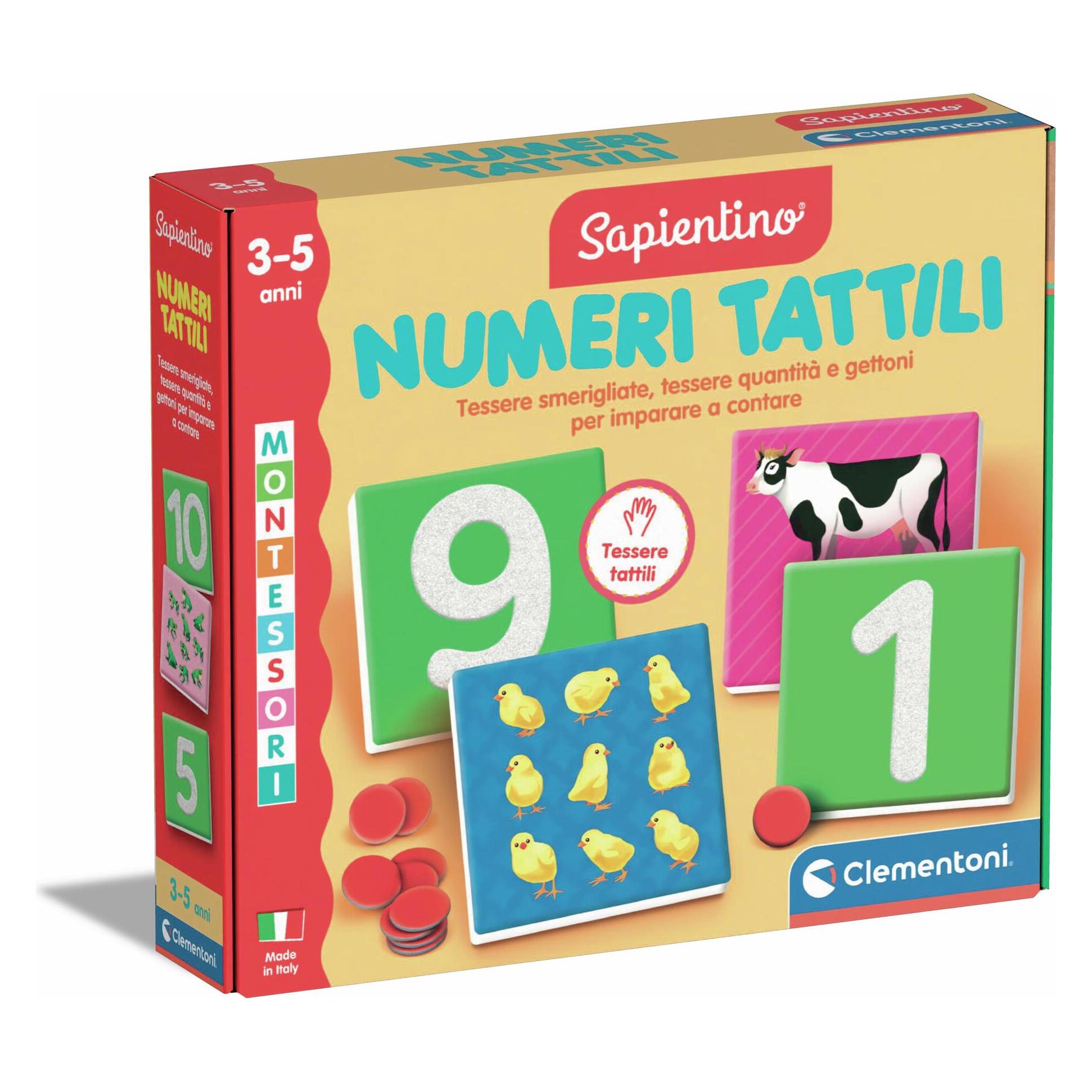 Clementoni Sapientino Tattili - Spiel 3 Jahre, Flashcards Montessori, Lernkarten zum Kennenlernen (Italienisch, 3 - 5 Jahre) (16854)