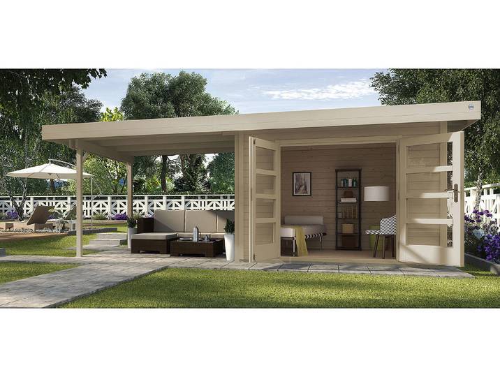 Weka Designhaus 126 B mit Anbau und Flachdach 5.9 × 3 m