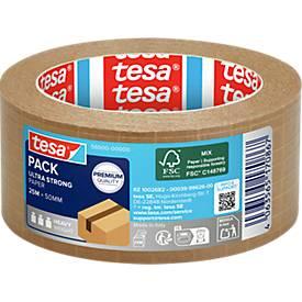 Packband tesapack® PAPER ULTRA STRONG ecoLogo® 56000, extrastarke Haftkraft, für Pakete bis 30 kg, reissfest, lösungsmittelfrei, Kraftpapier