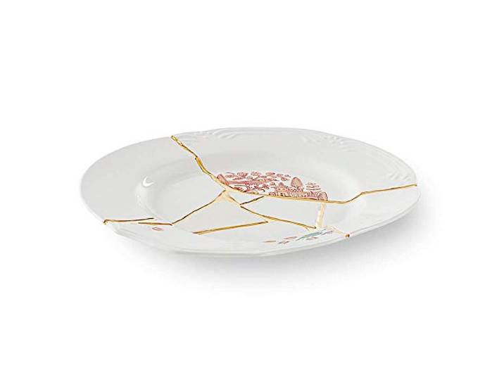 Seletti Kintsugi Assiette plate en porcelaine et or 24 carats plat mod. 1 Piatto Piano Kintsugi n°1 Seletti in Porcellana e Oro – Design MarcantonioIl Piatto Piano Kintsugi n°1 di Seletti\, disegnat