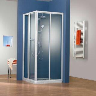 HSK 240090-1-500 Prima Schiebetür Eckeinstieg 4-teilig Ecklösung 900x900x1850mm Alu Silber-Matt Klar Hell Edelglas-Beschichtung