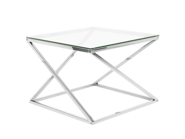 COUCHTISCH Glas Silber quadratisch 60/60 cm Beverly