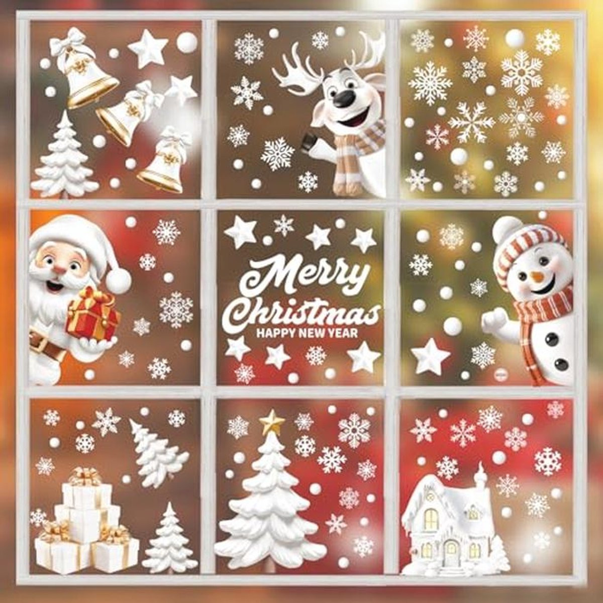 9 vellen kerst raamstickers voor statische raamdecoratie