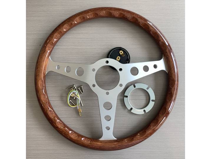 Volant de course classique en bois 350 mm (14 pouces) universel modifié pour drift JDM Sport, grain de bois, MxO
