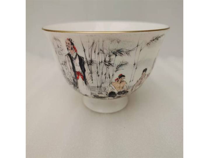 Bol à motif de sept sauges en porcelaine rose, vieux porcelaine chinoise, du campagne, vieille chose de pékin