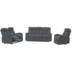 Happy Home 3tlg. Relaxsofa-Set mit 5 Relaxfunktionen - Grau