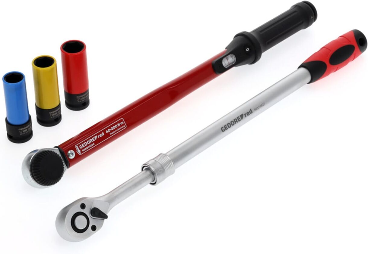 Gedore red Radwechsel-Satz, Set 3-teilig, gefüllt, Werkzeug für KFZ-Handwerker, Reifenwechsel, R69003000 (3300187)