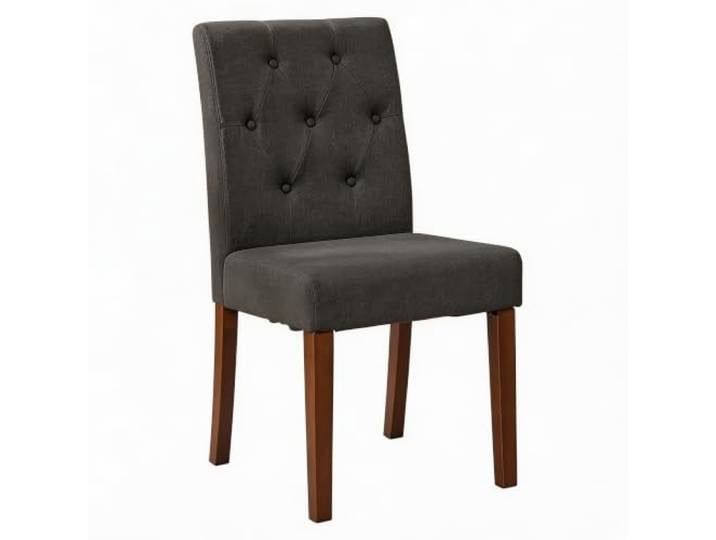 GarveeHome Esszimmerstühle 6er-Set Leinenbezug Polster Rücken Schwarz Knopfpolsterung, Weiche Sitzfläche, Stabile Konstruktion, Pflegeleicht, Café