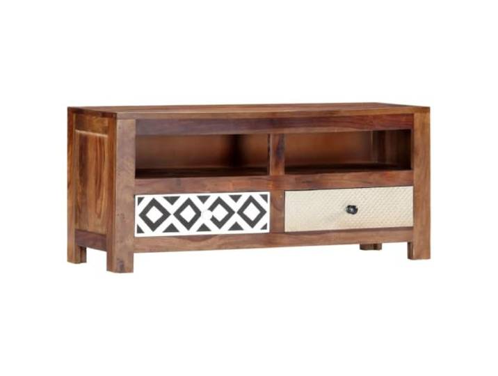 HEFZGDB TV-Schrank aus Massivholz Akazie 90x30x40 cm mit 2 Schubladen und 2 Fächern, Stauraum Lowboard Fernsehschrank Möbelstück Hartholz