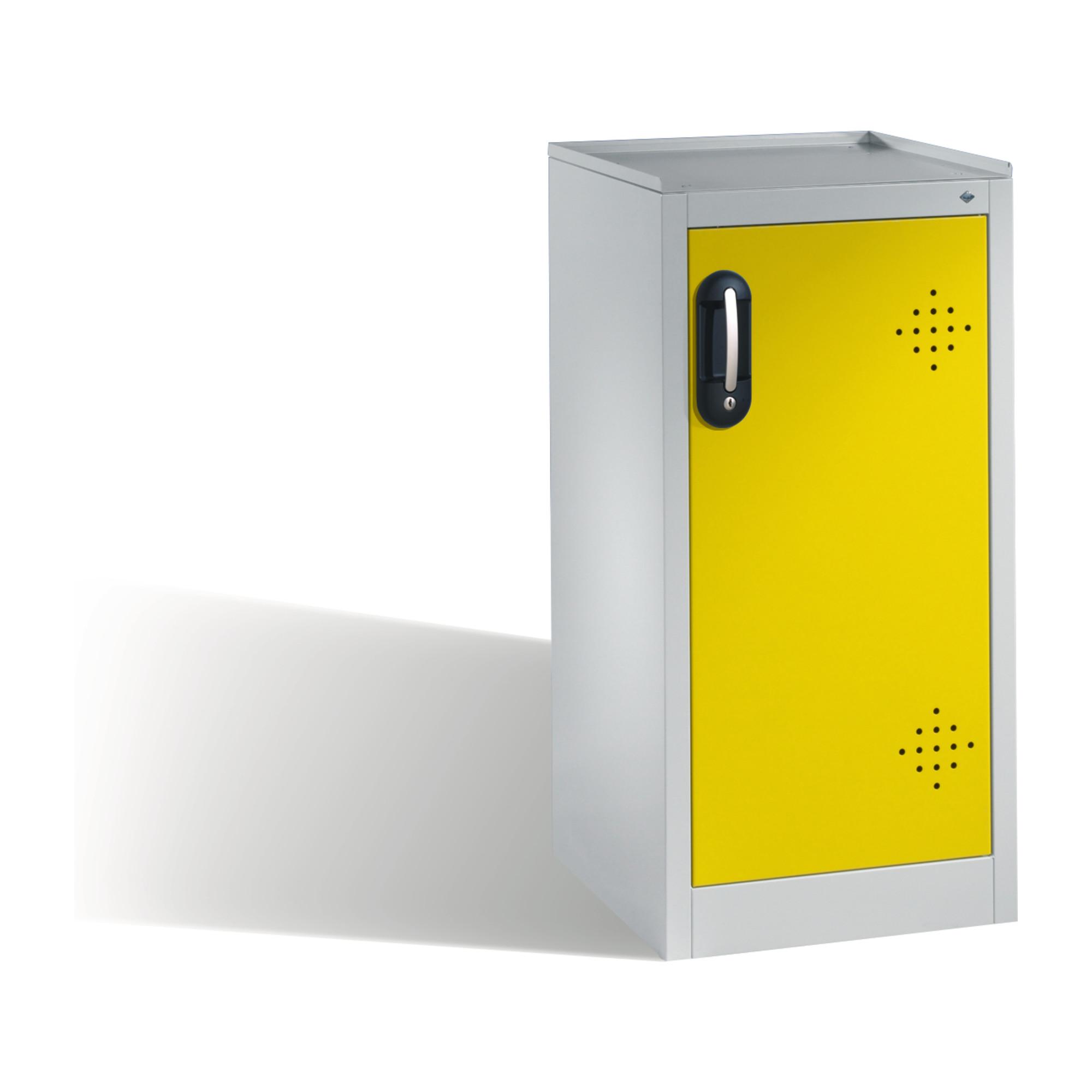 C+P Umwelt-Beistellschrank mit Drehtür, 2 Wannenböden, H1020xB500xT500mm Front Verkehrsgelb Korpus Lichtgrau ; C + P Möbelsysteme (8721-315|S10137)
