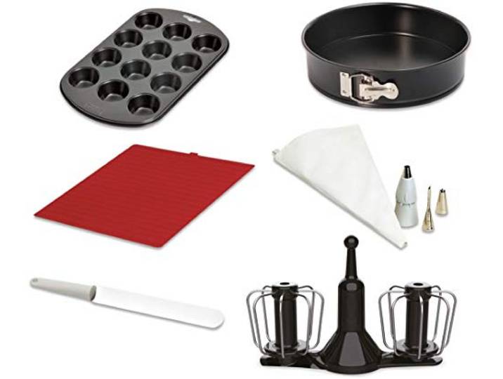 Moulinex XF389010 Backset für Küchenmaschine Companion 6 Zubehörteile Schneebesen und Muffins Set Spritzbeutel Silikonmatte flexibel passend für alle Küchenmaschinen