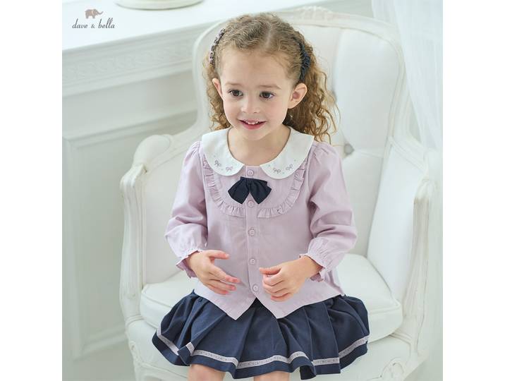 Dave Bella enfants filles jupe ensemble automne bébé académie Style violet plissé jupe courte deux pièces ensemble fête mignon DB3252640