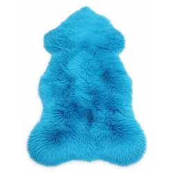 FELL Öko Lammfell Schaffell Aquamarin Blau ca. 125 cm
