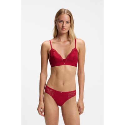 Bralette BOSS "BLOSSOM", Damen, Gr. S, N-Gr, bright rot 621, Mesh;Spitze;Web, Obermaterial: 88% Polyamid, 12% Elasthan, körpernah, BHs Bralette, Premium Spitzen-Bralette mit plissiertem Mesh
