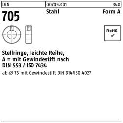 Sandisk, Muttern + Unterlegscheiben, DIN 705 Stellringe, leichte Reihe, mit Gewindestift Stahl A 65 S
