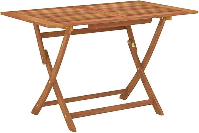 Gartentisch Klappbar 120x70x75 cm aus massivem Eukalyptusholz wetterfest und langlebig für Terrasse Balkon Garten Picknick Camping