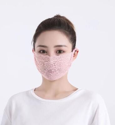 Uplift Picks Breathable Lace Face Mask For Lightweight Sun Coverage And Comfort pink