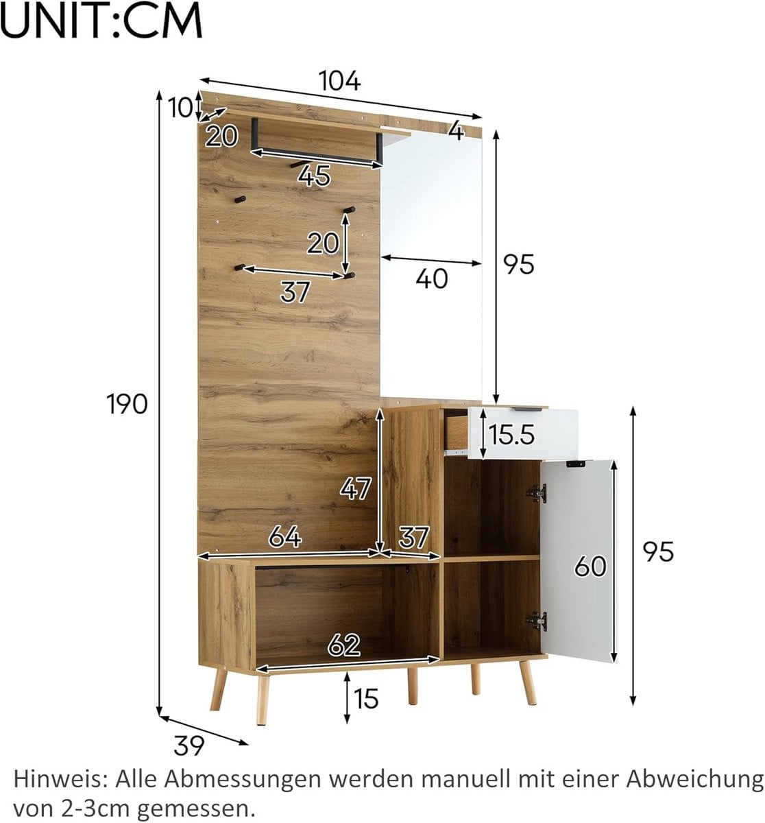 Complete Garderobeset Hal met Spiegel, Schoenenkast en Zitbank