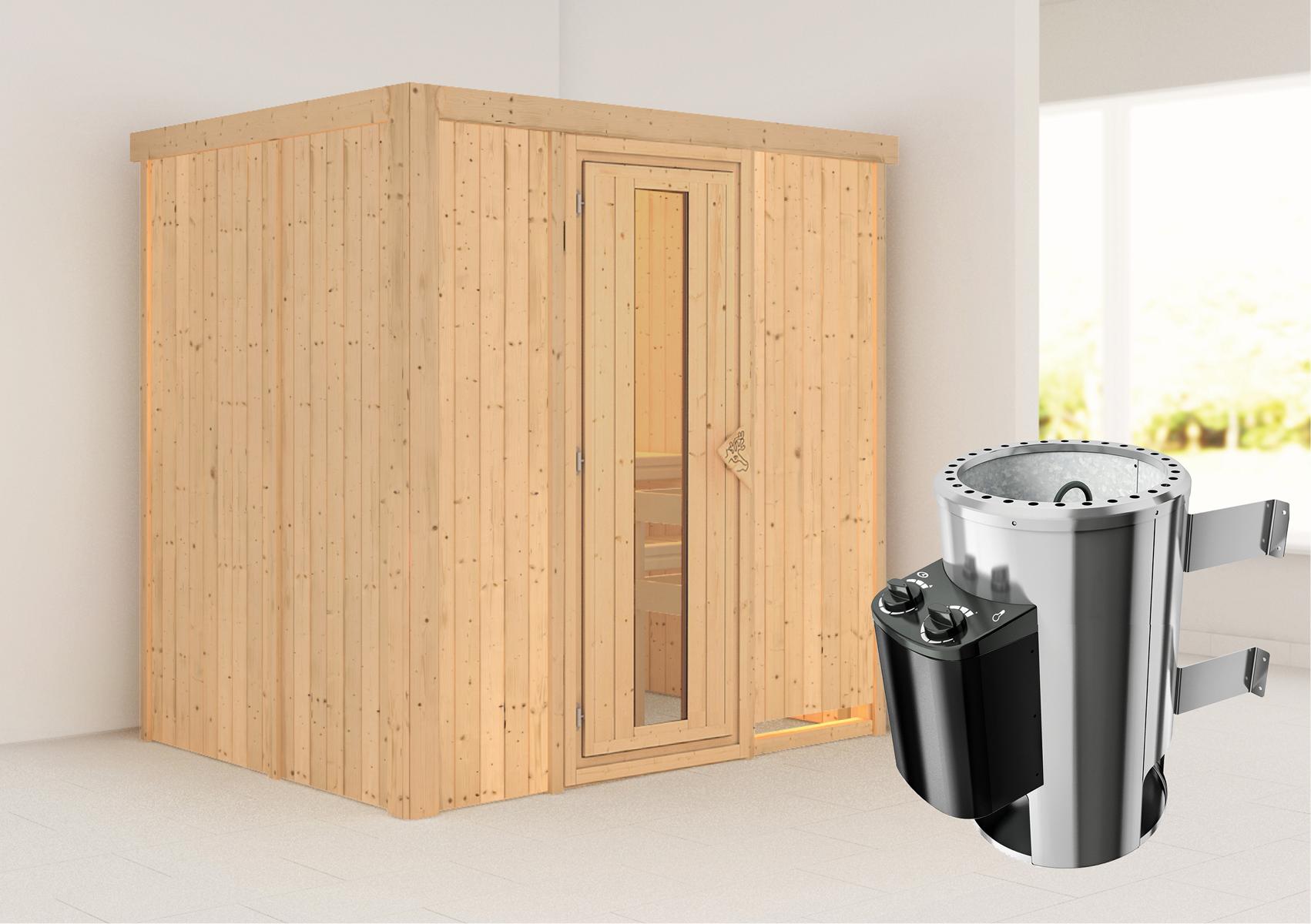 KARIBUHOLZT Sauna Fanja Front 3,6kW int.Strg m.einer Isoliertür 16879995
