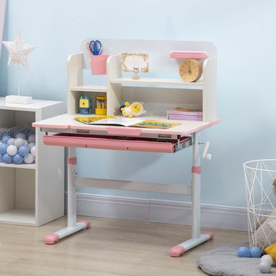 Qaba Wooden Kids Study Desk, Height Adjustable Children School Study Table, Student Writing Desk with Tilt Desktop