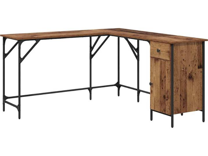 Bureau vidaXL\, bois de récupération\, panneaux de particules\, 141 x 141 x 75 cm