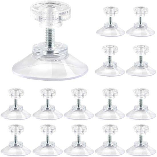 Famanu 15 stuks PVC-zuignappen voor gladde oppervlakken, 40 mm, transparant, met schroef- en bevestigingsgaten