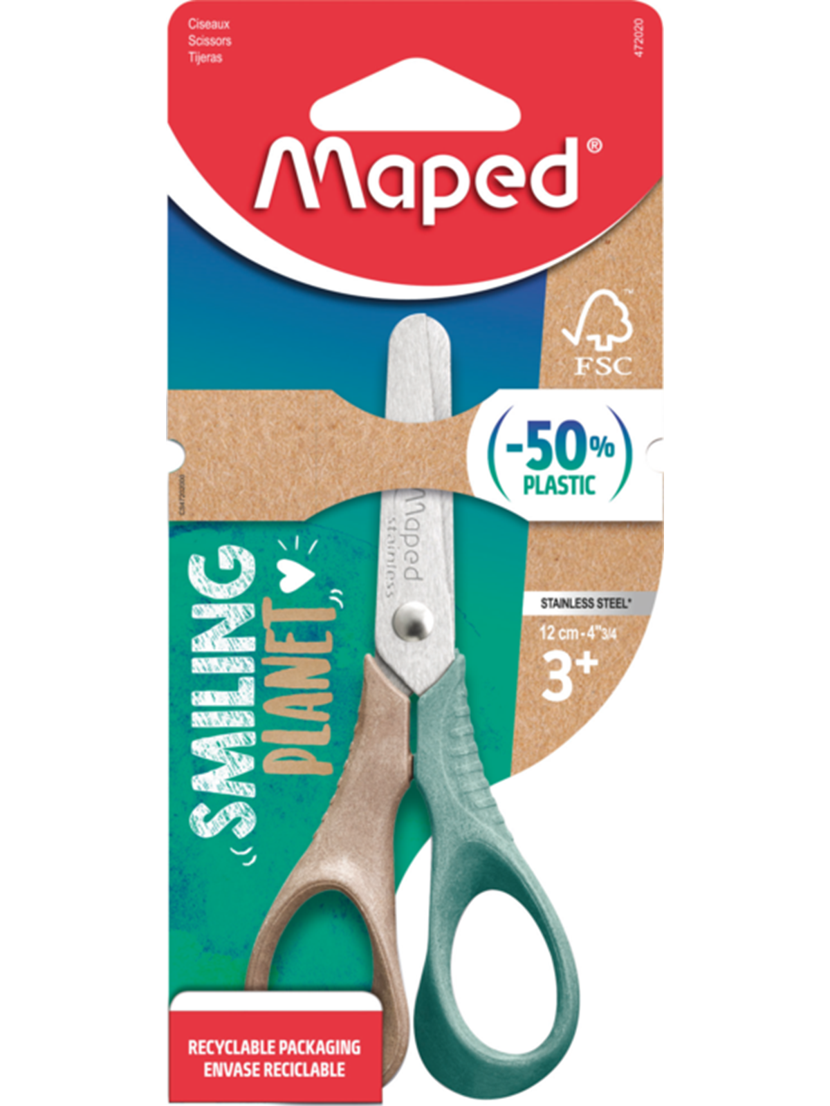Maped Smiling Planet Scissor 12 cm. parts of FSC wood fibre